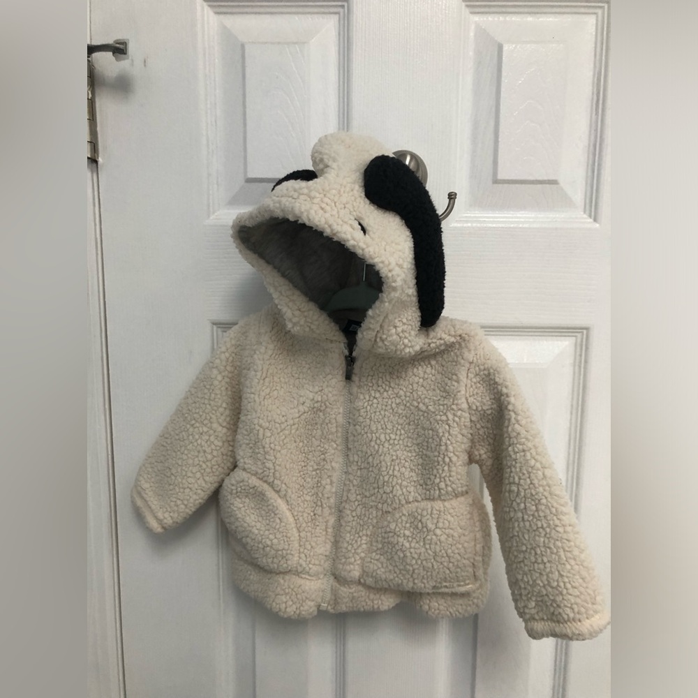 Baby Gap x PEANUTS 6-12M Snoopy Lined Hooded Fleece Sherpa Hoodie Jacket Unisex